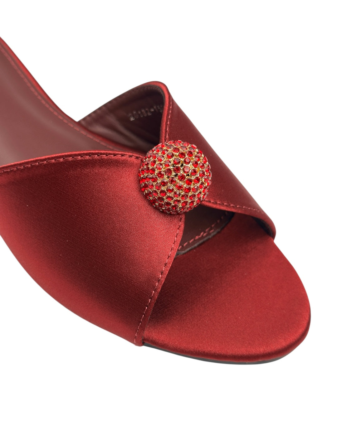 Leather slippers with crystal ball