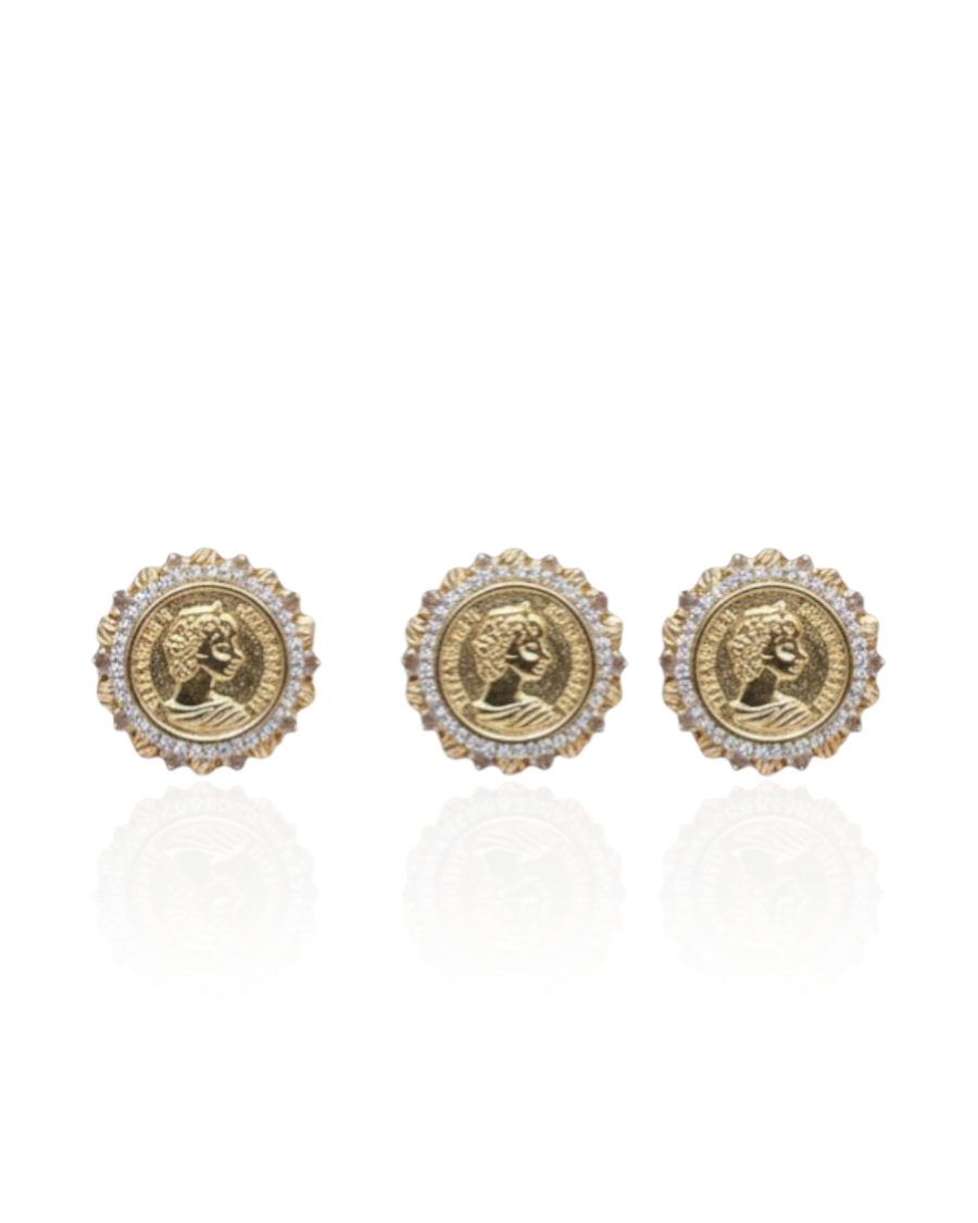 Gold lira ring and earring set