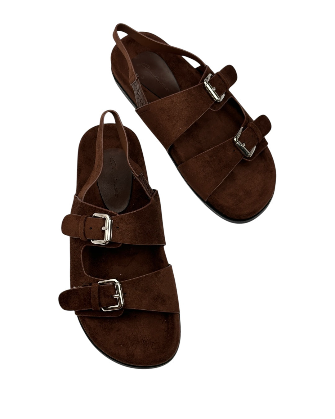 Suede sandal with buckle