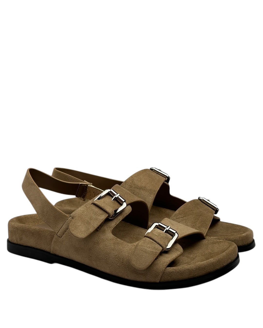 Suede sandal with buckle