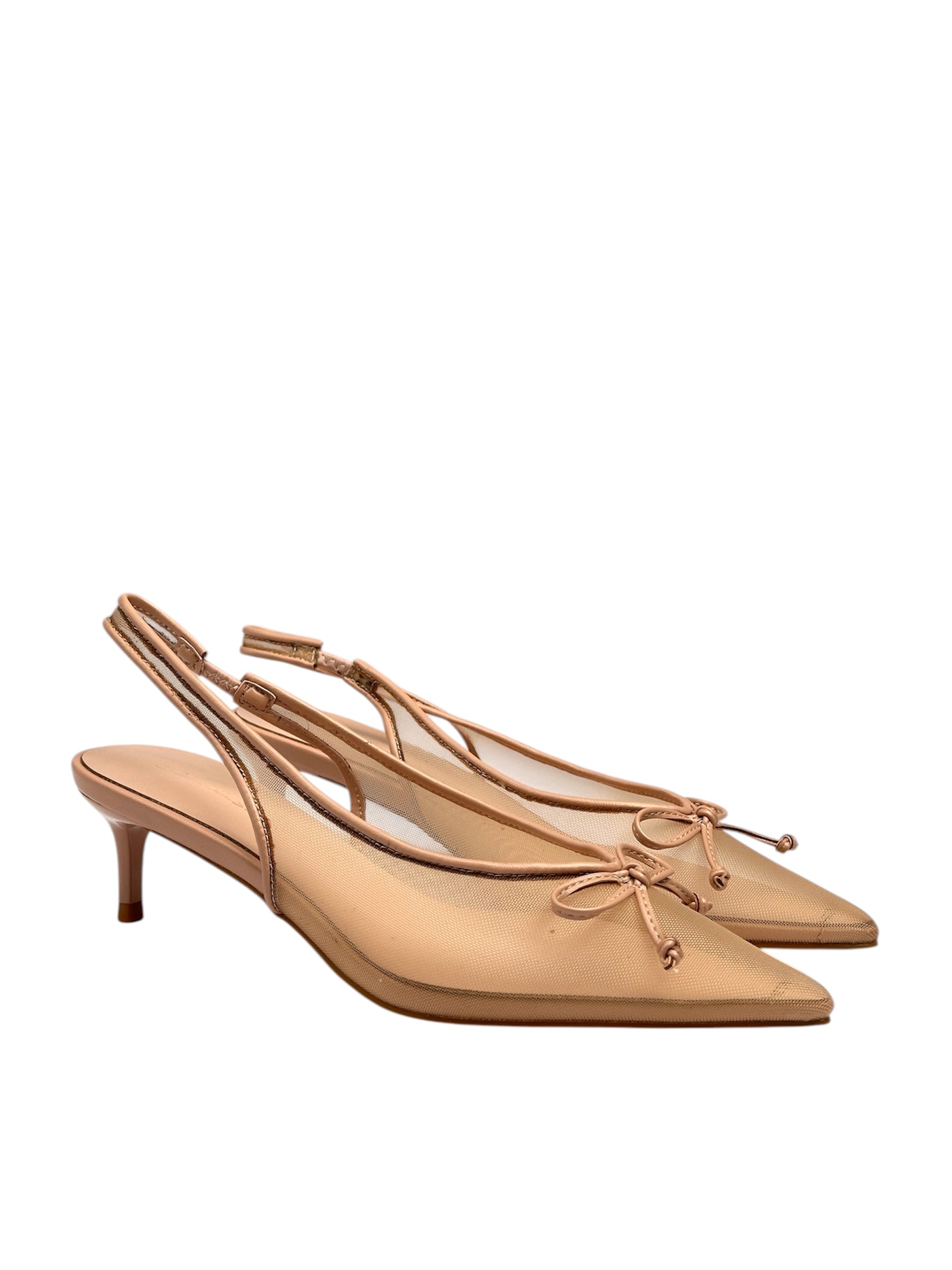 Chiffon heels with a bow in the front