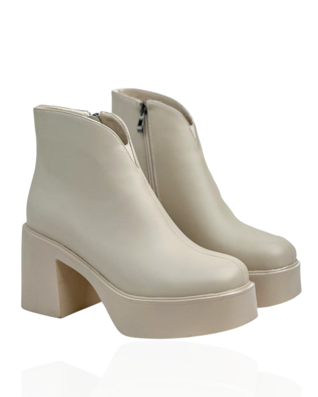 Leather boots with a block heel