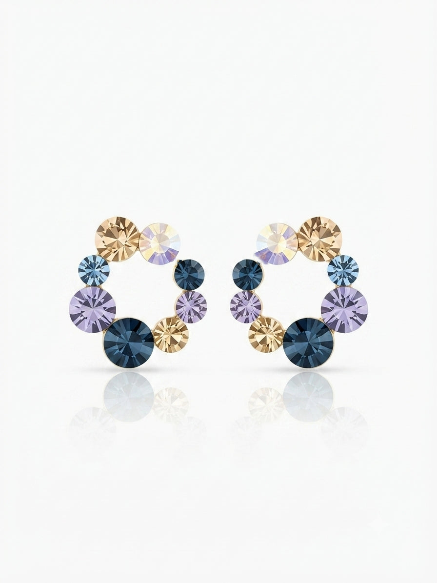 Earrings set with colorful zircon stones
