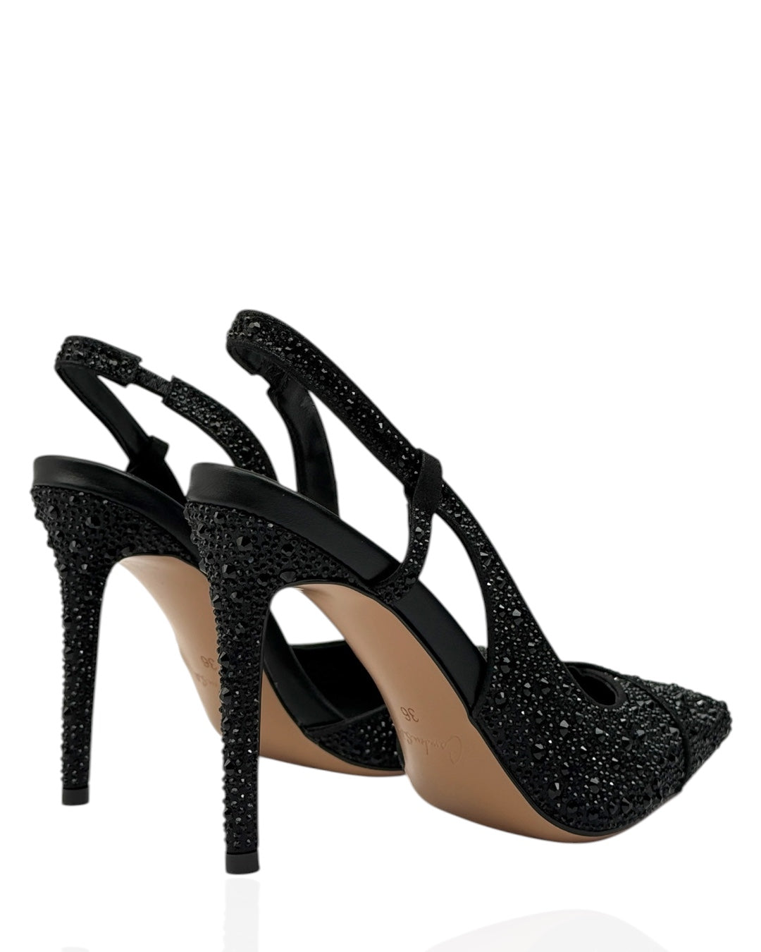 Heels embellished with rhinestones