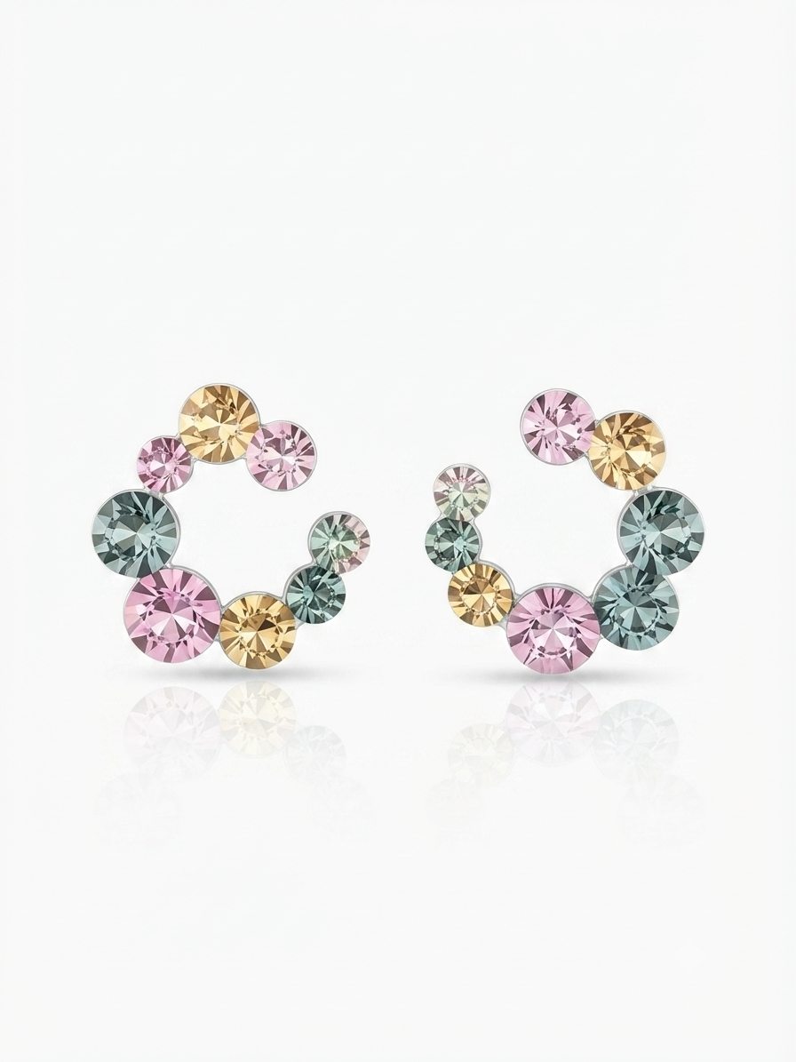 Earrings set with colorful zircon stones