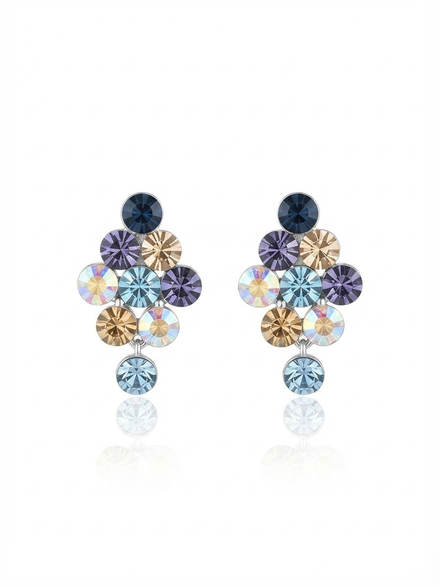 Earrings set with colorful zircon stones
