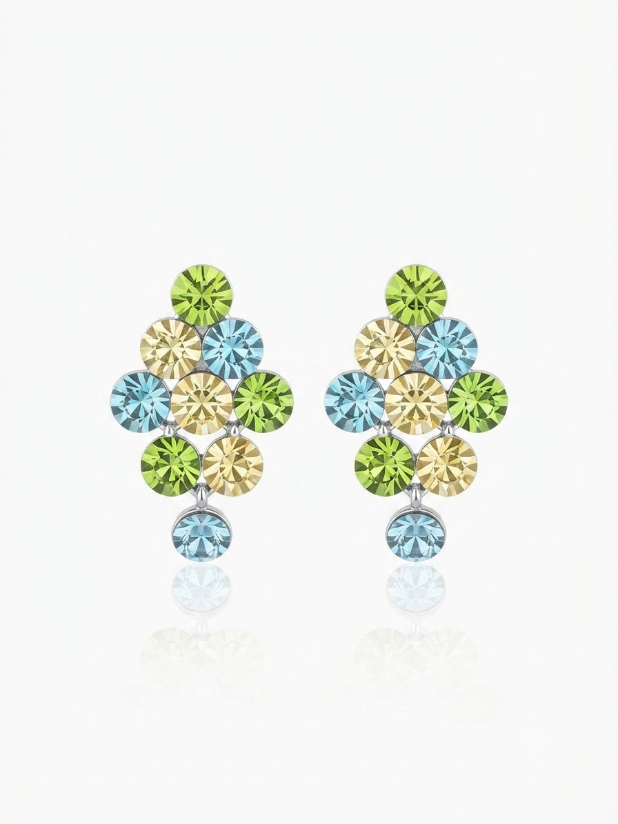 Earrings set with colorful zircon stones