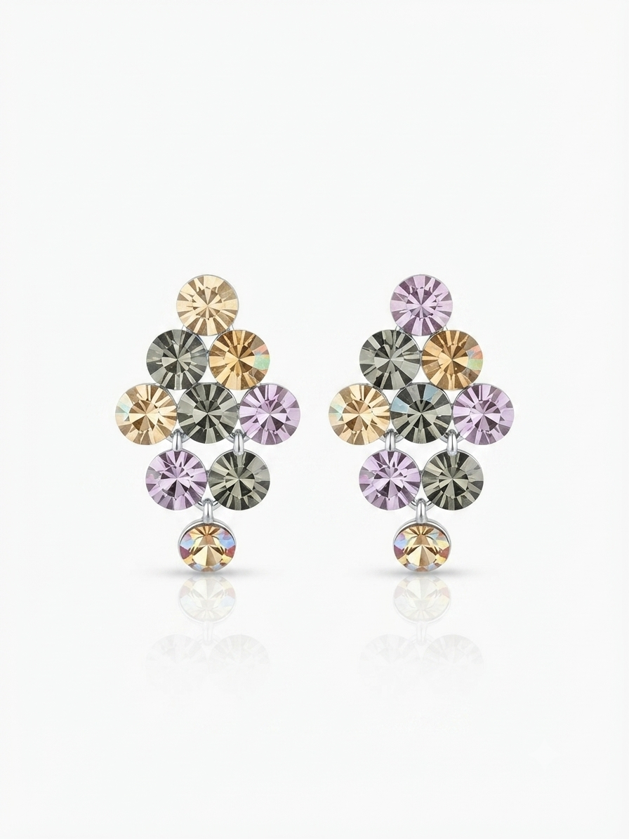 Earrings set with colorful zircon stones