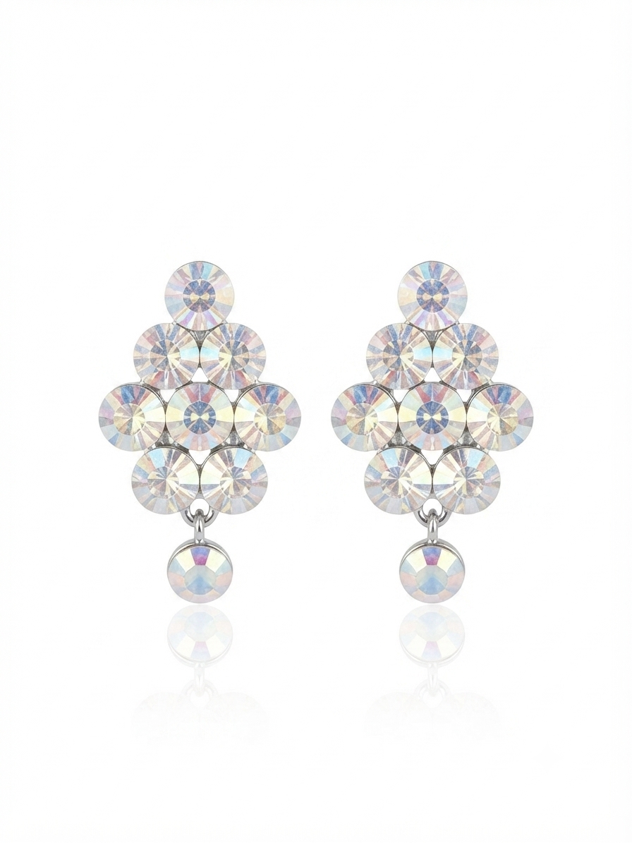 Earrings set with colorful zircon stones