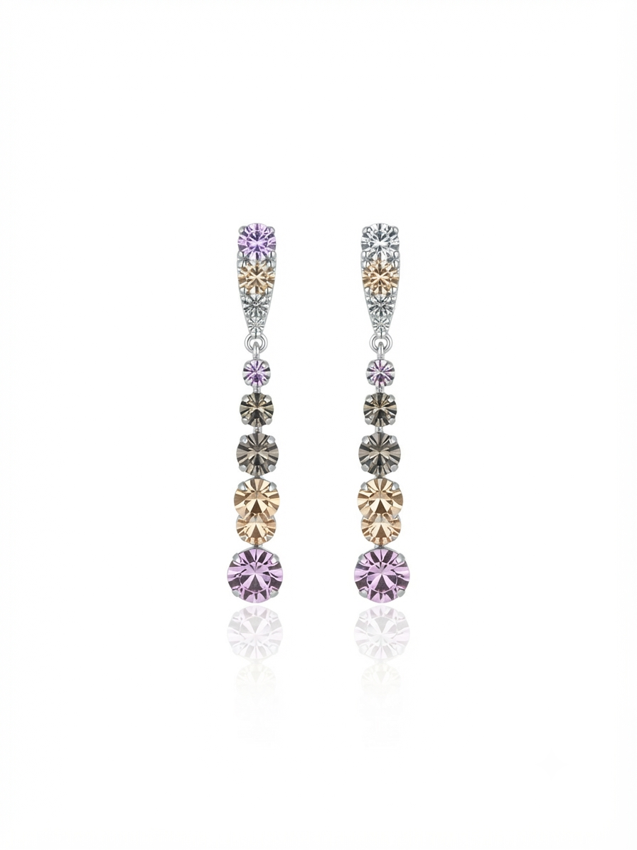 Earrings set with colorful zircon stones