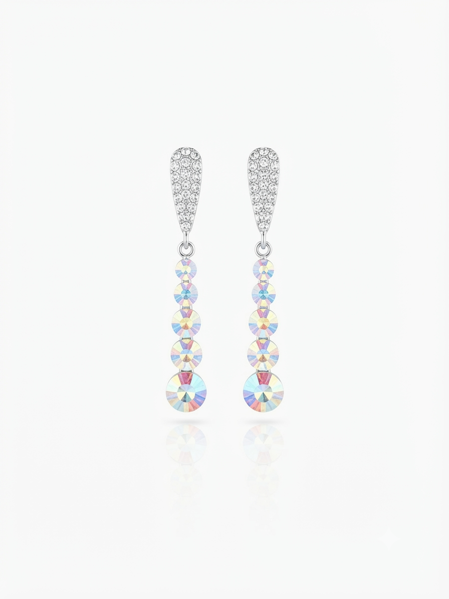 Earrings set with colorful zircon stones