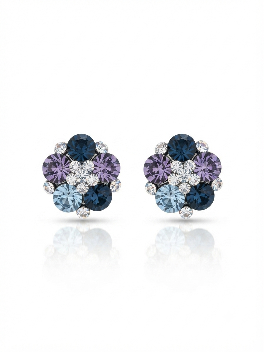 Earrings set with colorful zircon stones