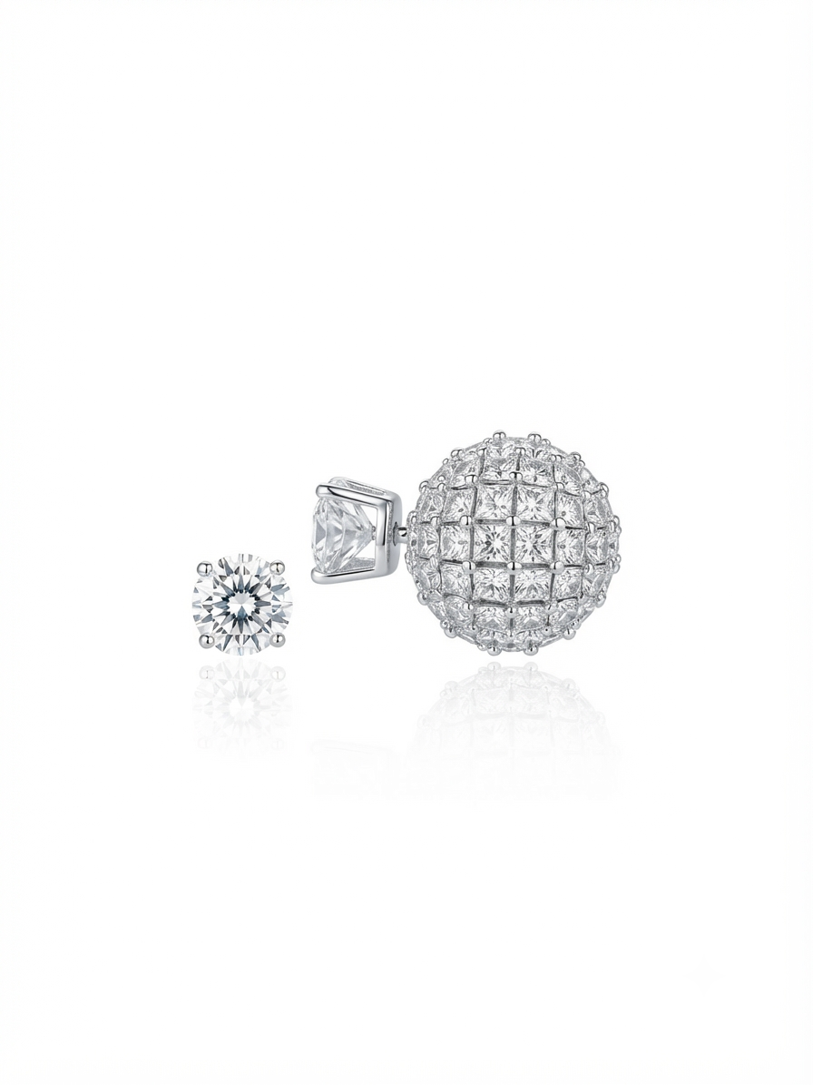 Earrings set with zircon stones