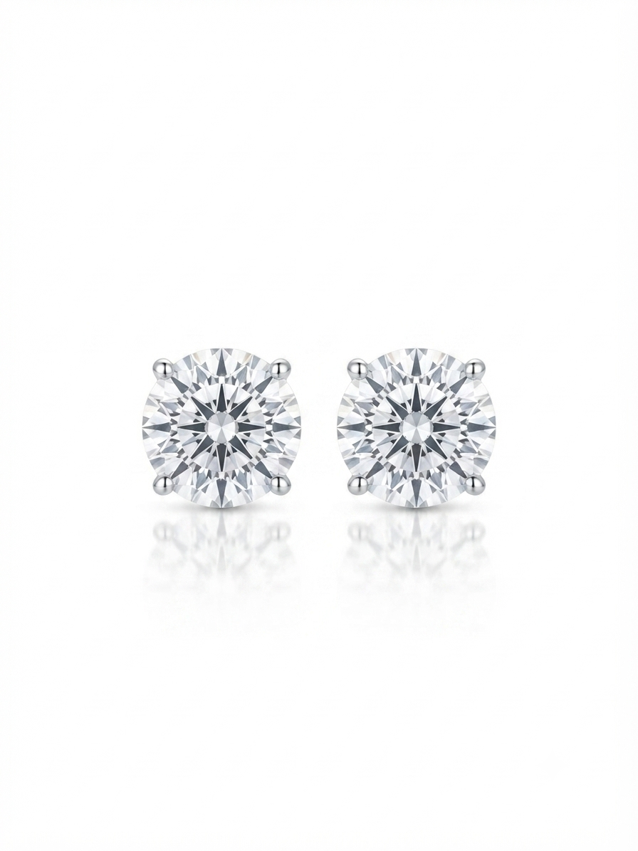 Earrings set with zircon stones