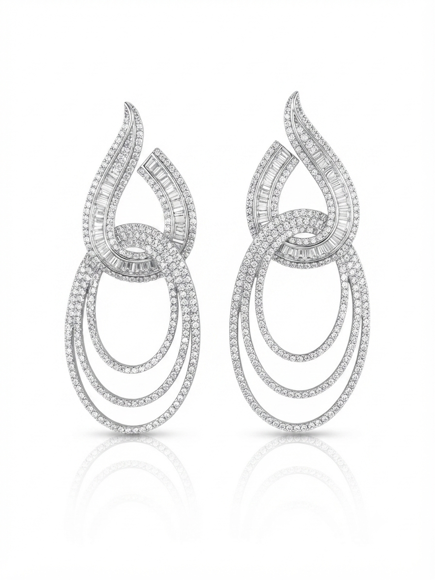 Earrings set with zircon stones