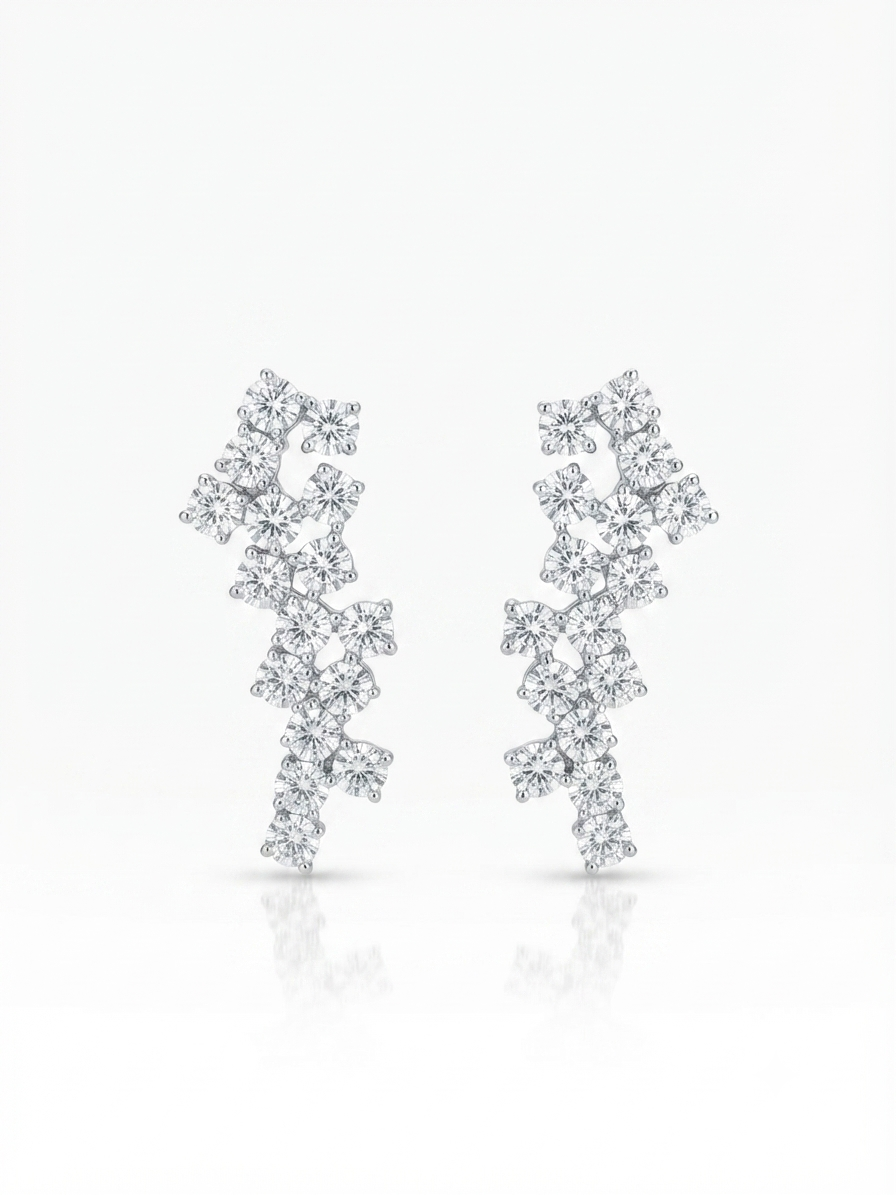 Earrings set with zircon stones