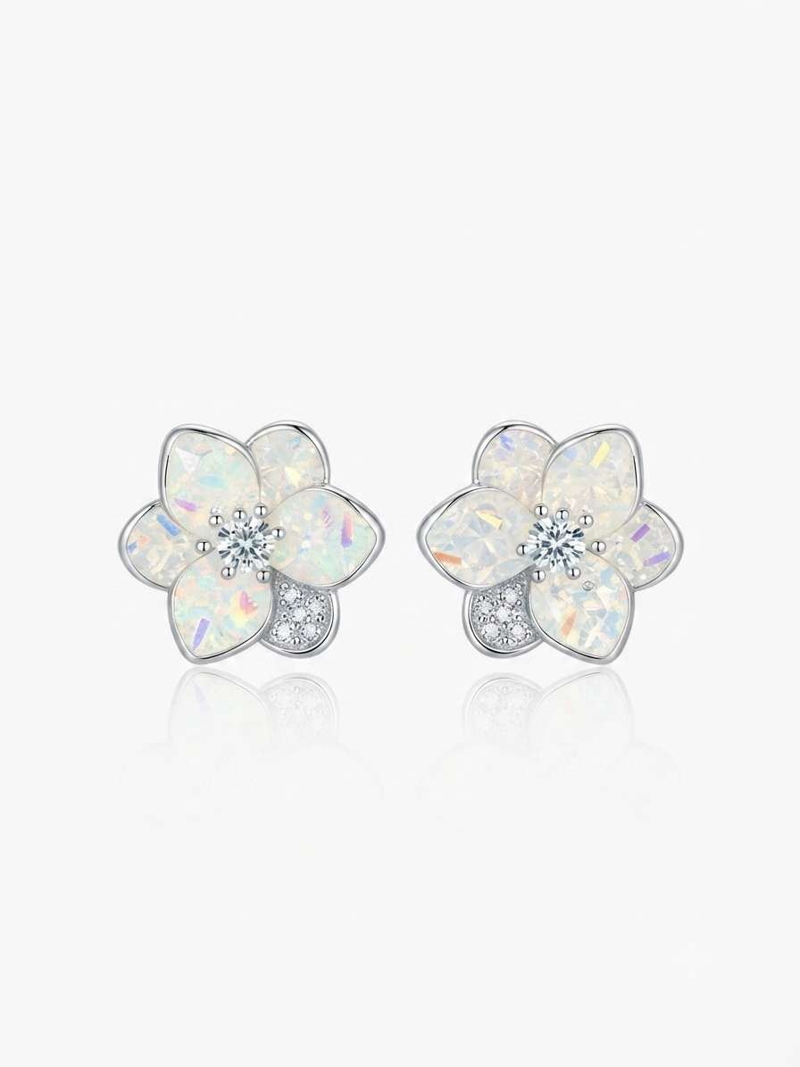 Earrings set with zircon stones
