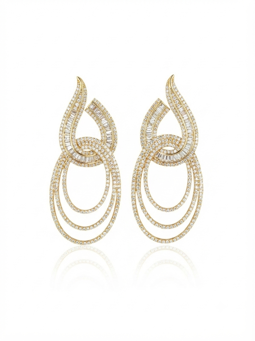 Earrings set with zircon stones