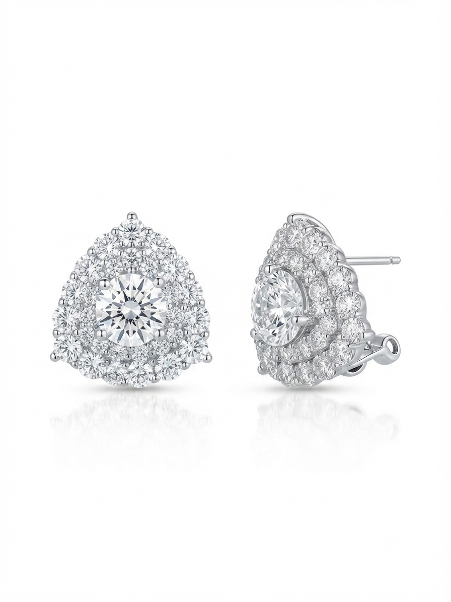 Earrings set with zircon stones