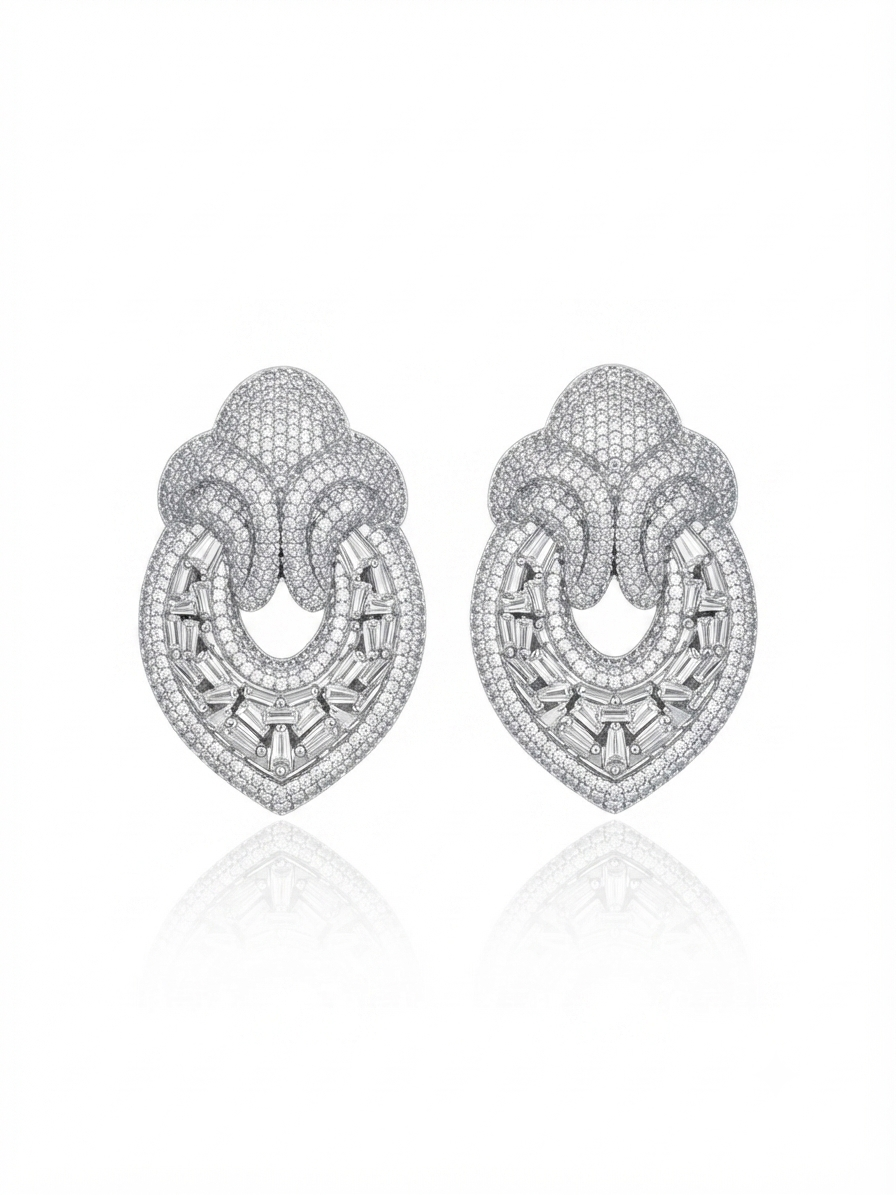 Earrings set with zircon stones