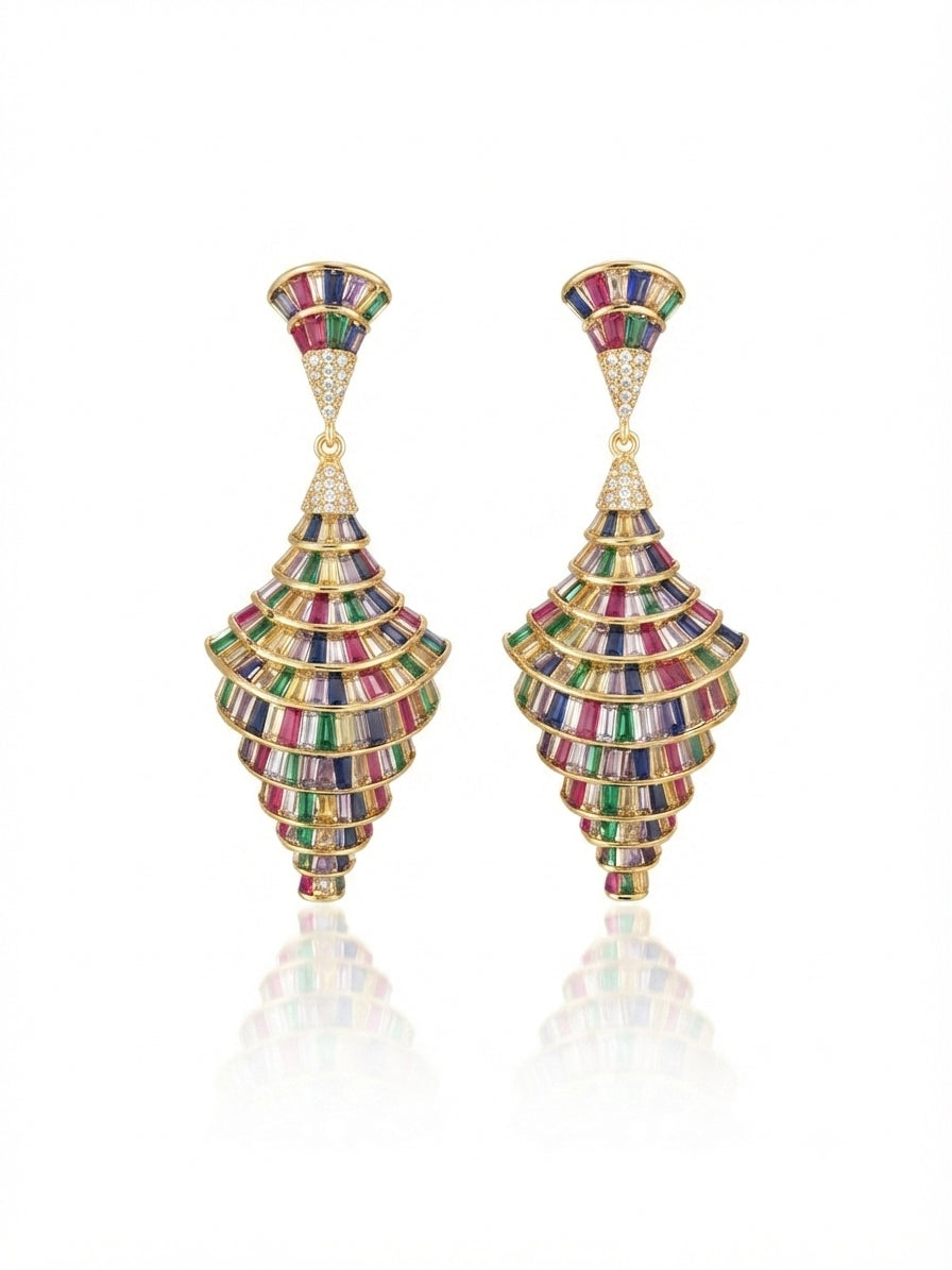 Earrings set with zircon stones