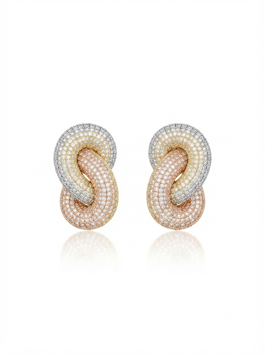 Earrings set with colorful zircon stones
