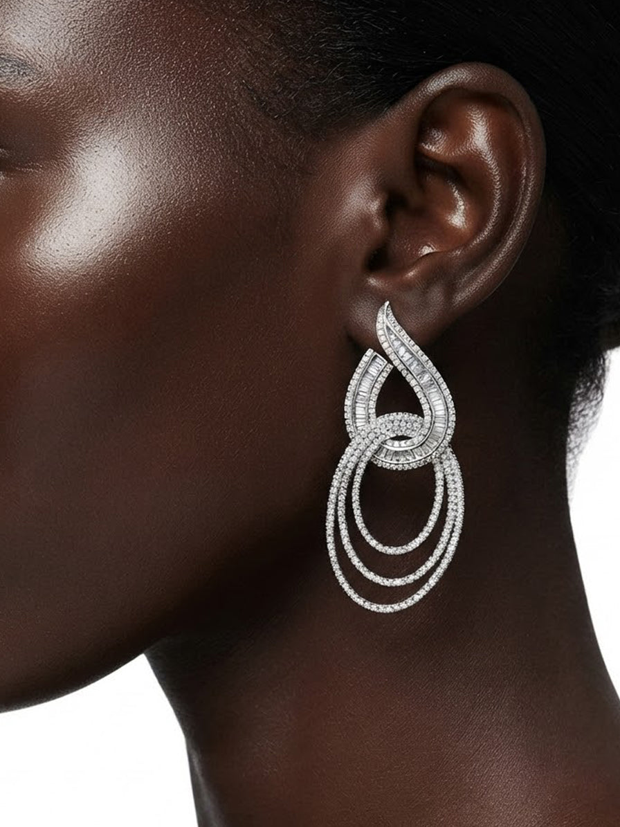 Earrings set with zircon stones