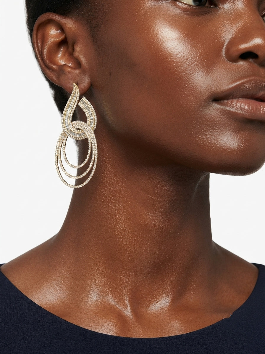 Earrings set with zircon stones