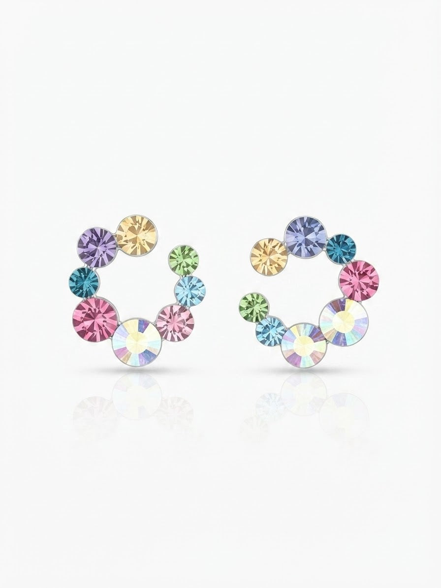 Earrings set with colorful zircon stones