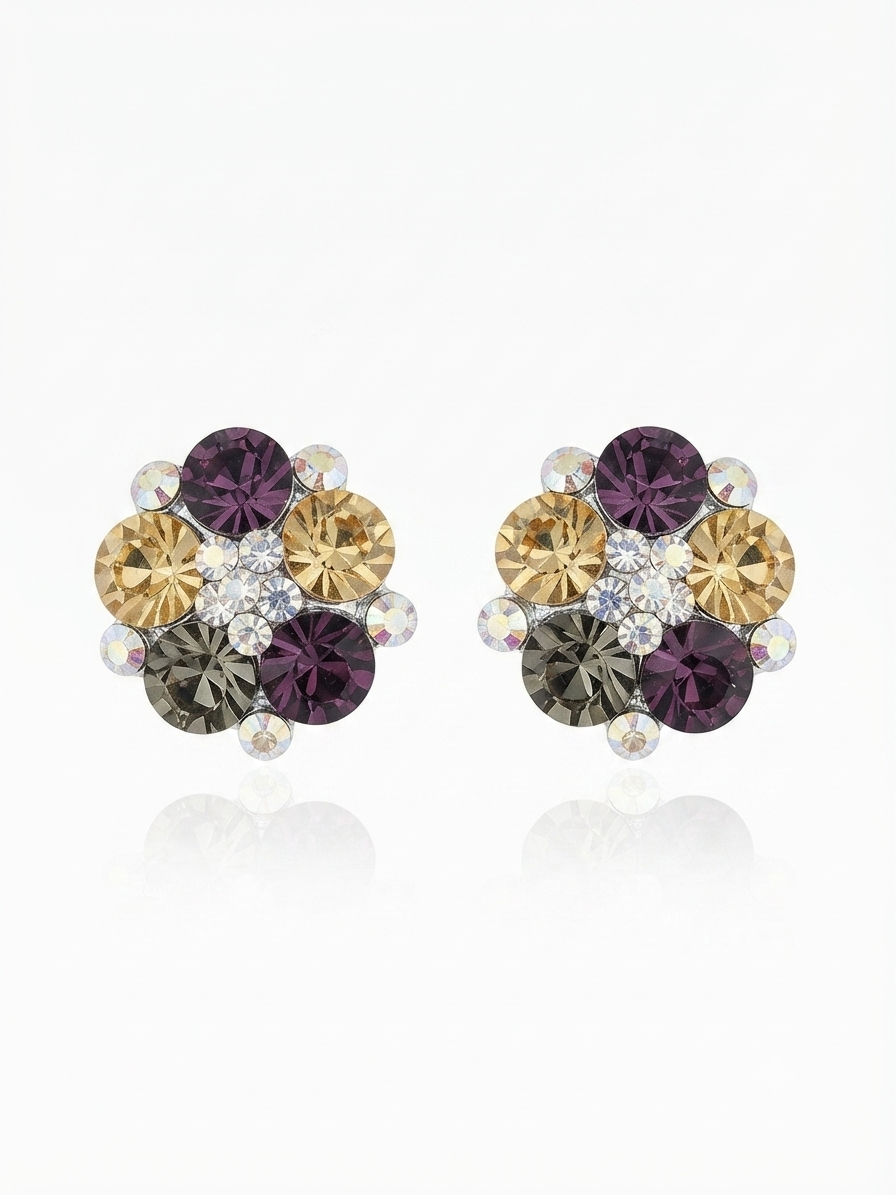 Earrings set with colorful zircon stones