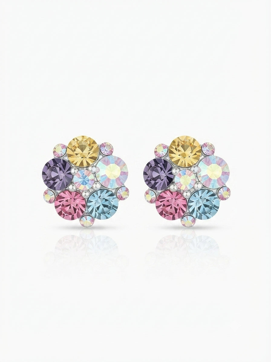 Earrings set with colorful zircon stones
