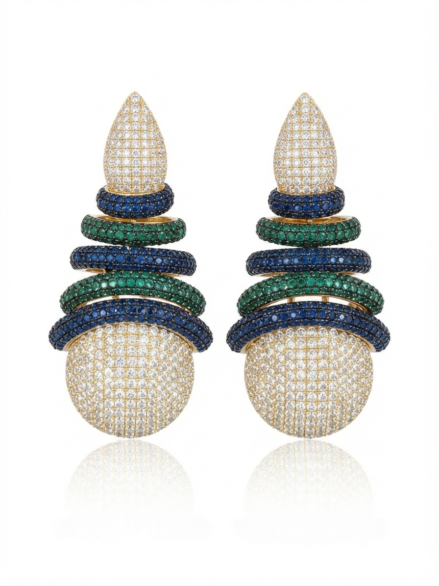 Earrings set with zircon stones