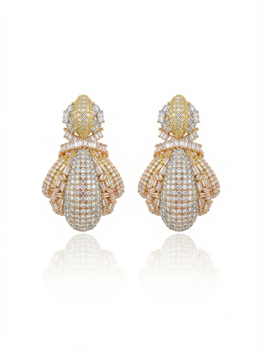 Earrings set with zircon stones