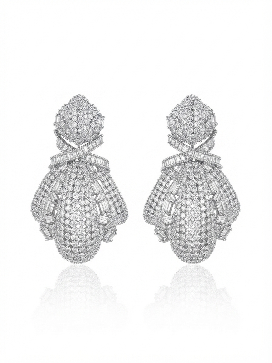 Earrings set with zircon stones