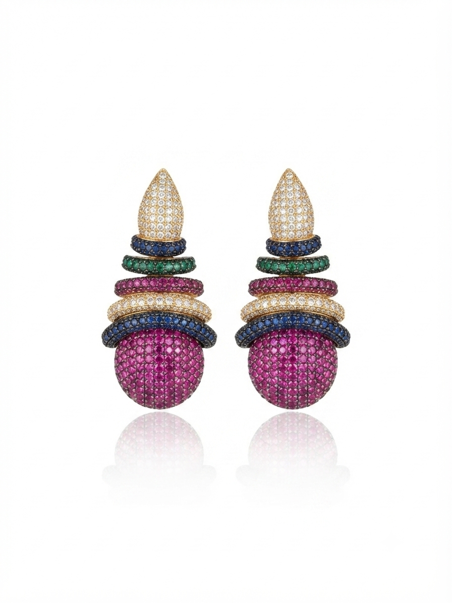 Earrings set with zircon stones