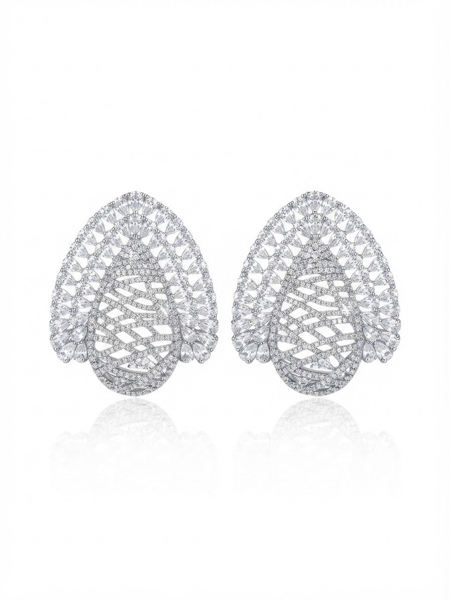 Earrings set with zircon stones