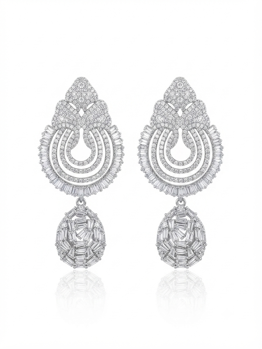 Earrings set with zircon stones