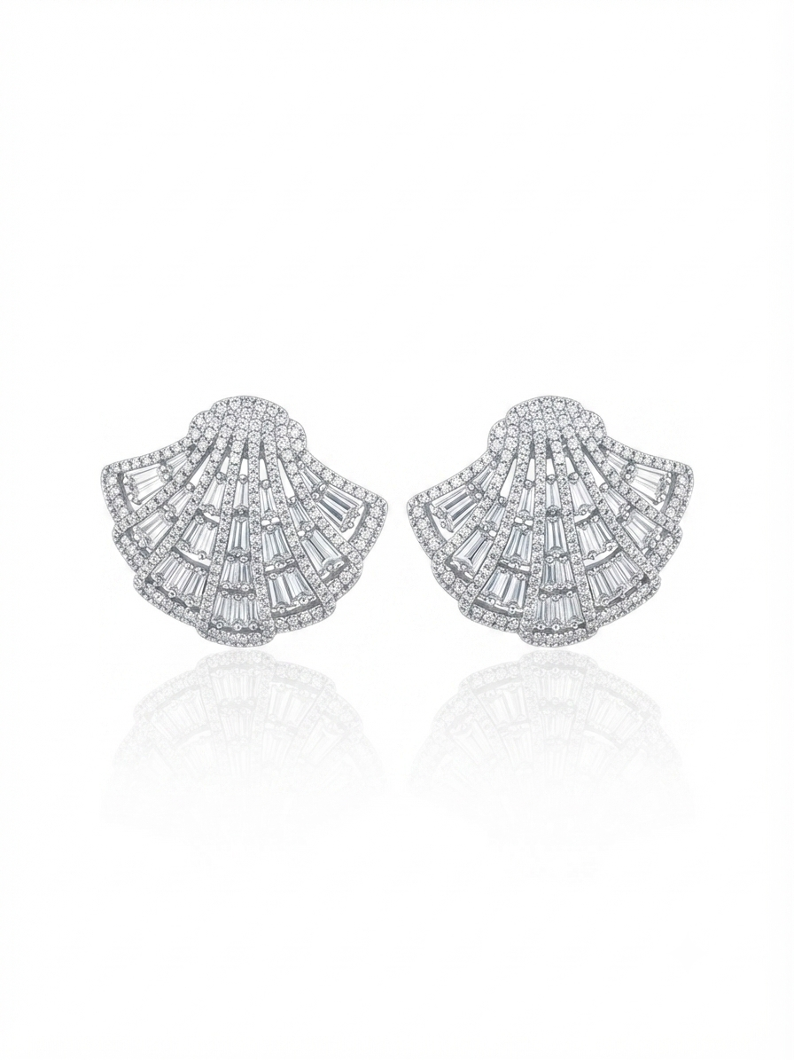 Earrings set with zircon stones