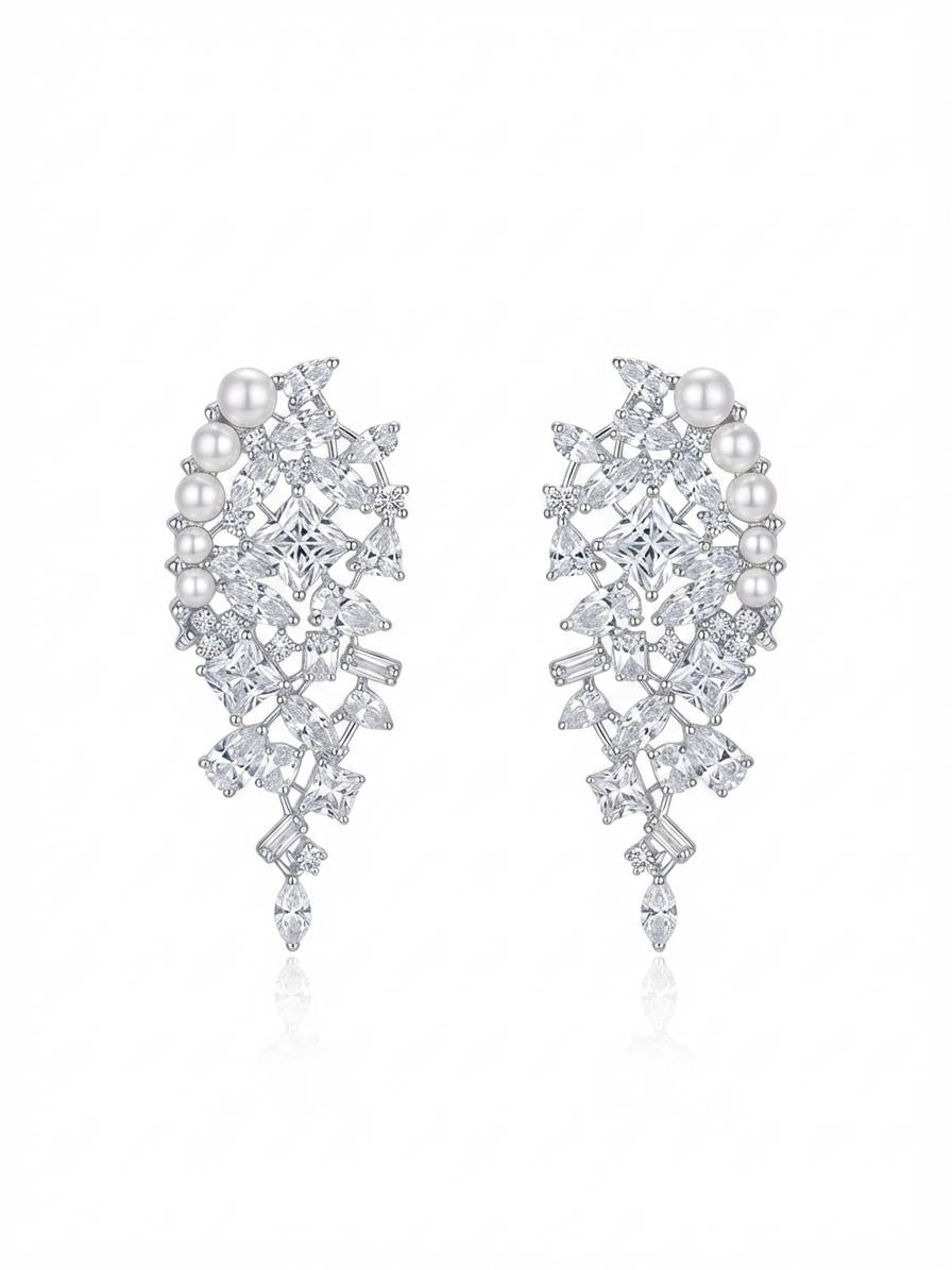 Earrings set with colorful zircon stones
