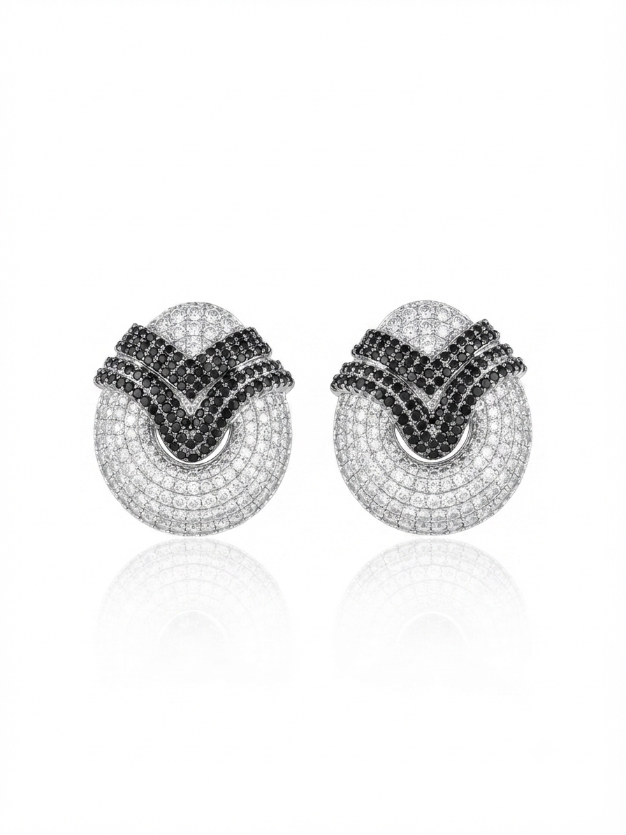 Earrings set with colorful zircon stones