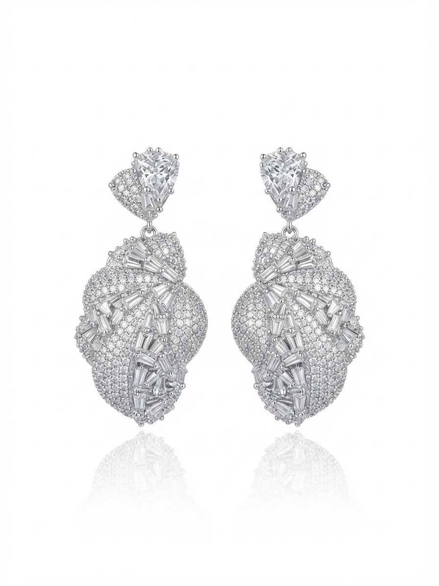 Earrings set with colorful zircon stones