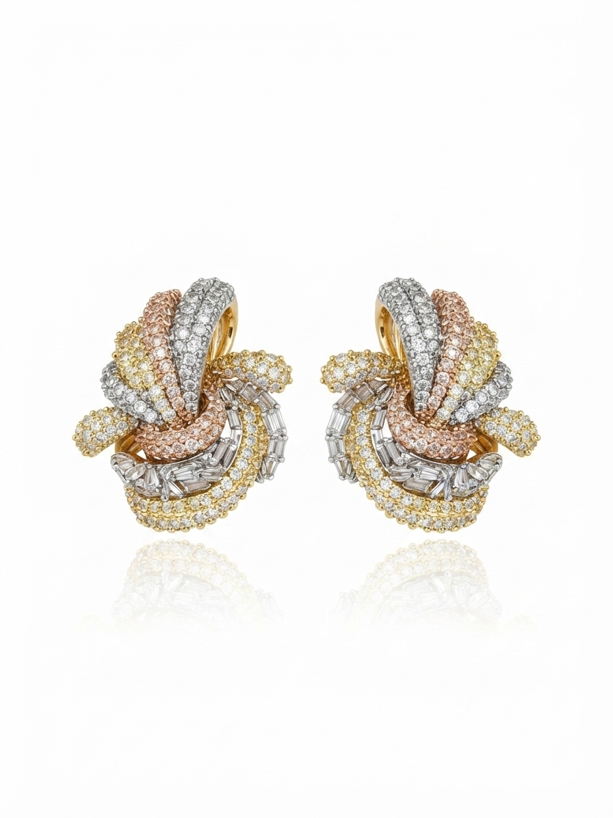 Earrings set with colorful zircon stones