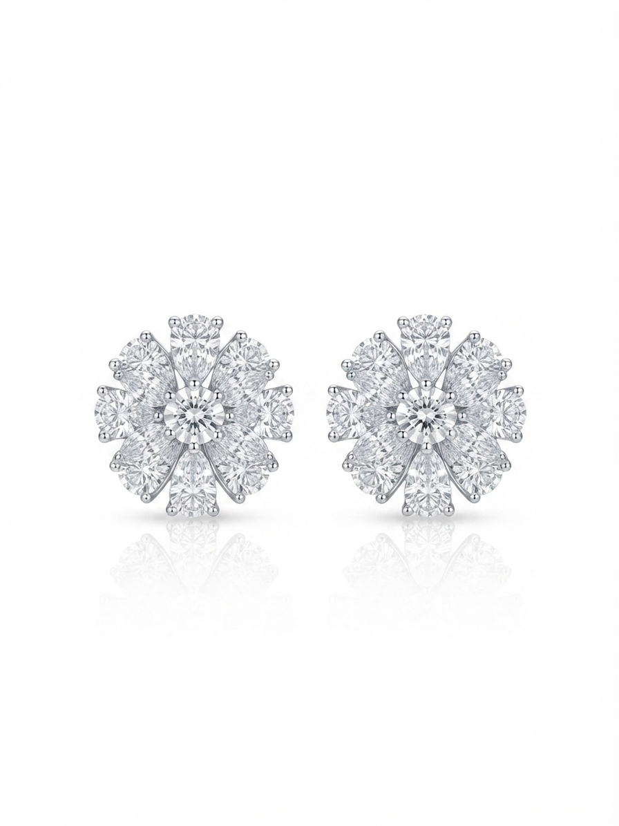 Earrings set with zircon stones