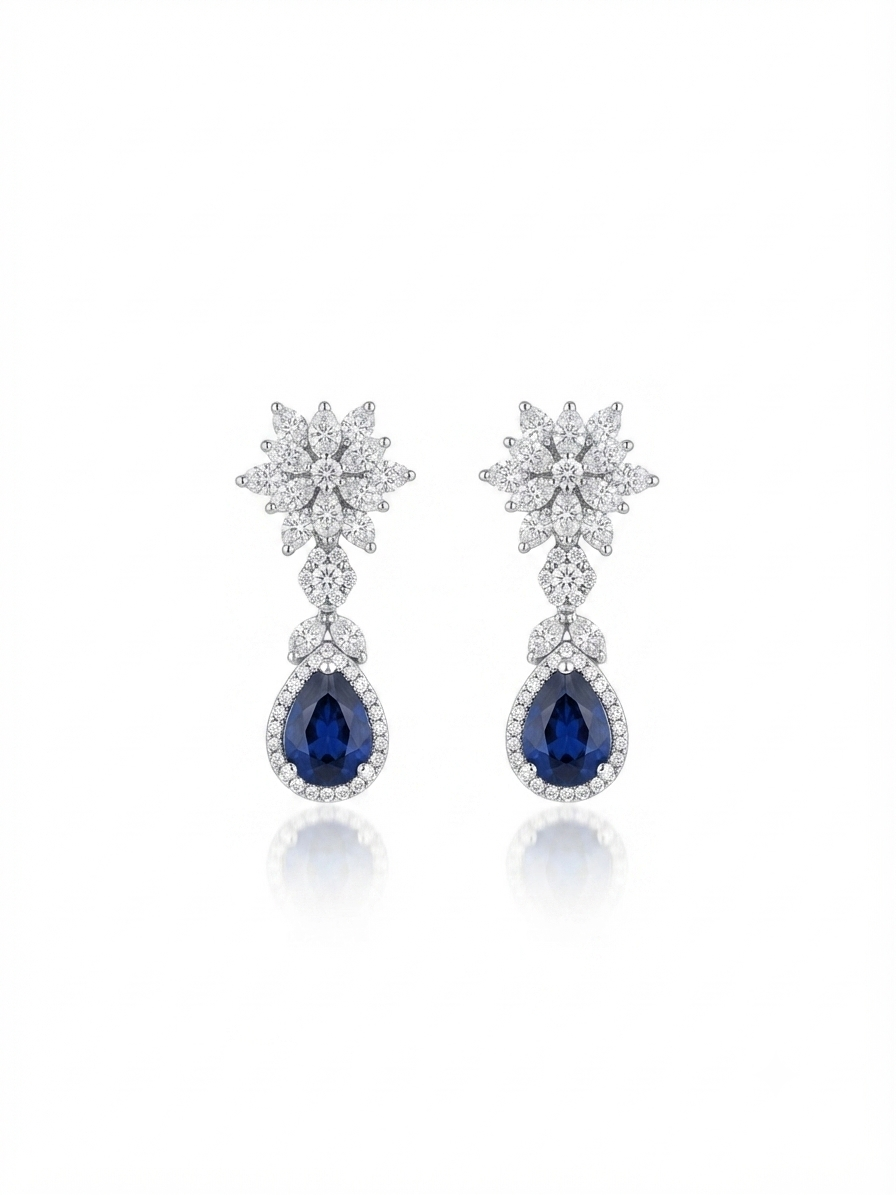 Earrings set with zircon stones
