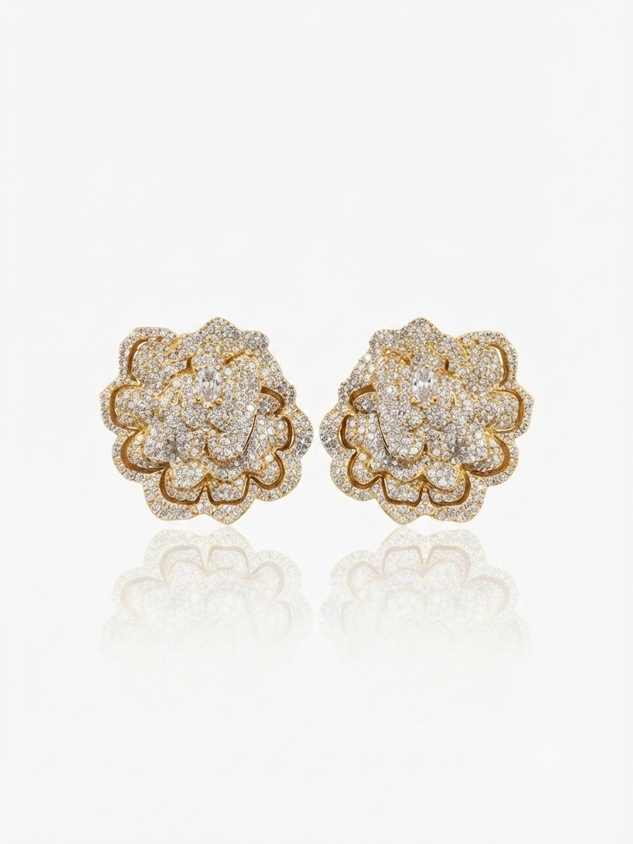 Earrings set with zircon stones