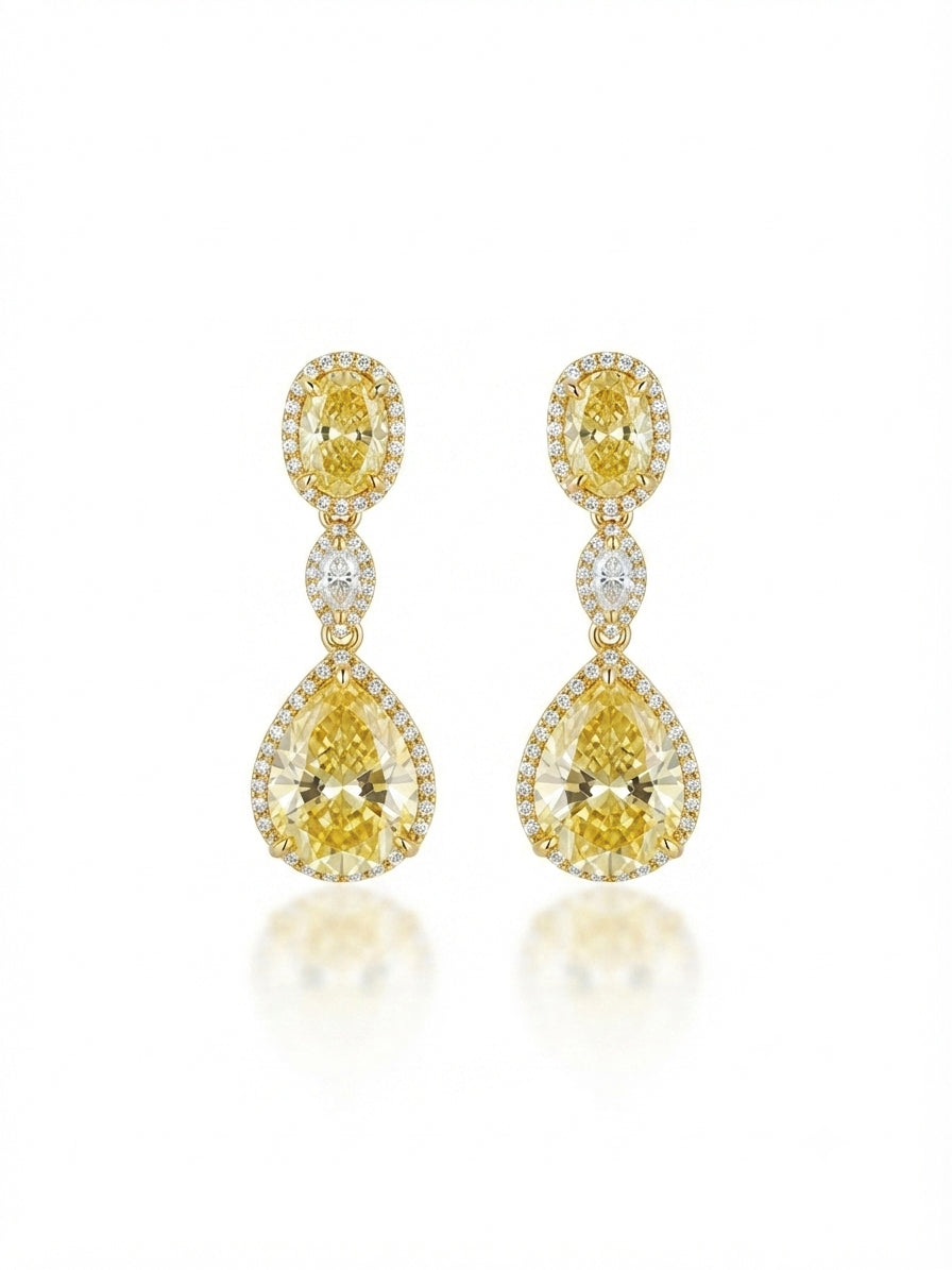 Earrings set with colorful zircon stones