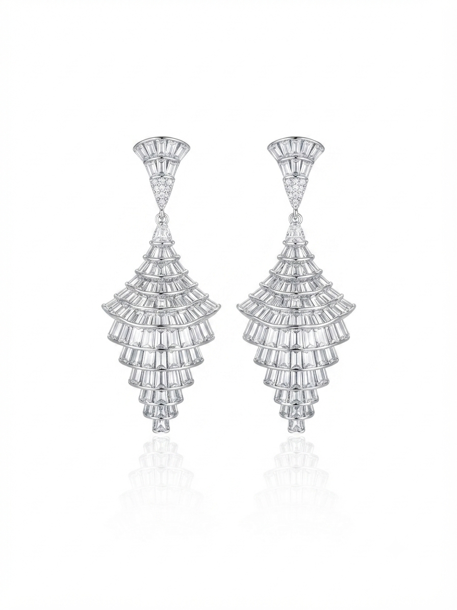 Earrings set with zircon stones