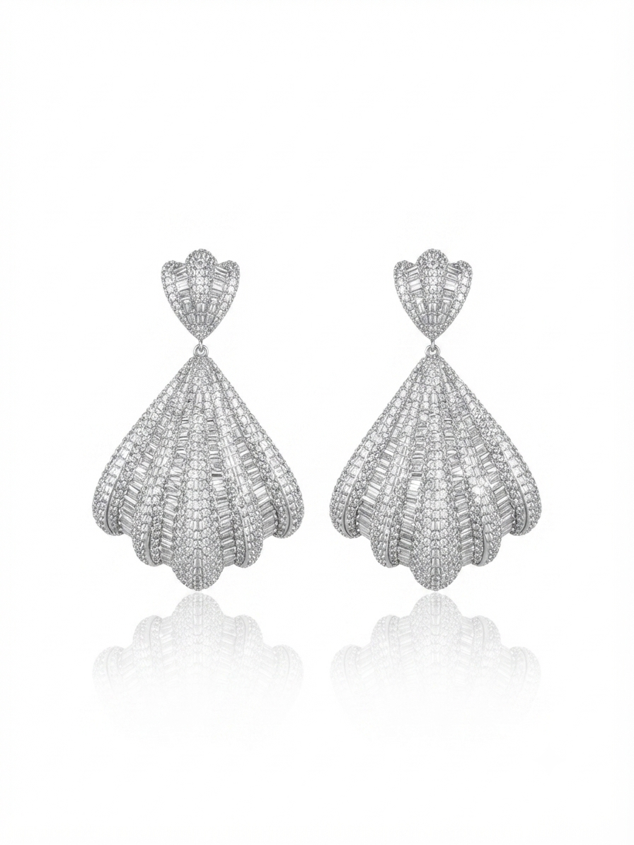 Earrings set with zircon stones