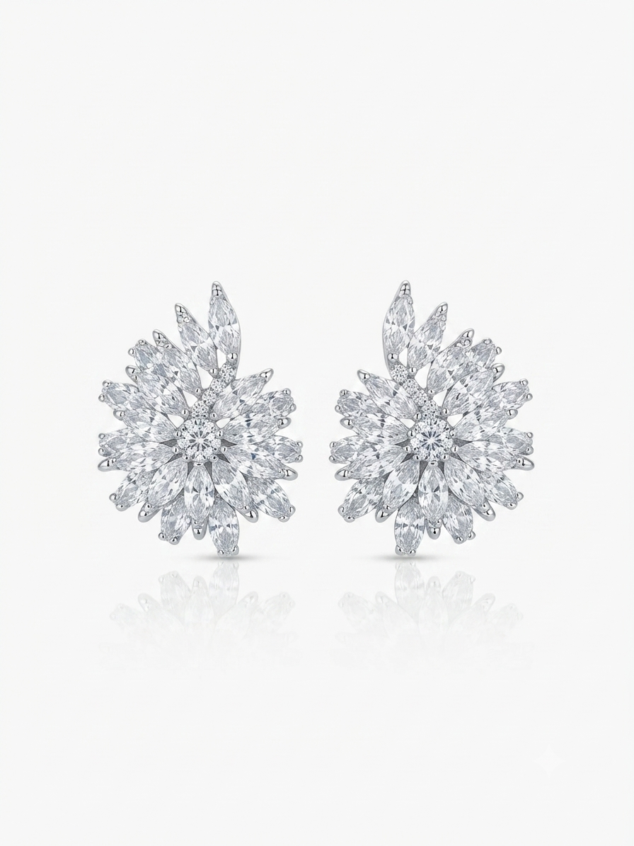 Earrings set with zircon stones