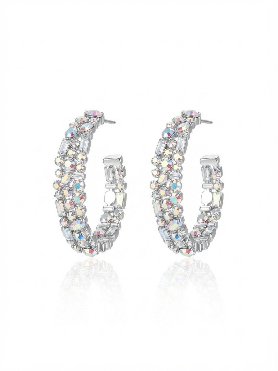Earrings set with colorful zircon stones